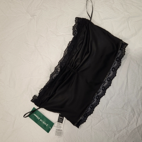 SHEIN Black Lace Trim Bandeau Intimate - Picture 7 of 7